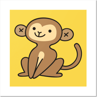 Cute Baby Monkey Doodle Drawing Posters and Art